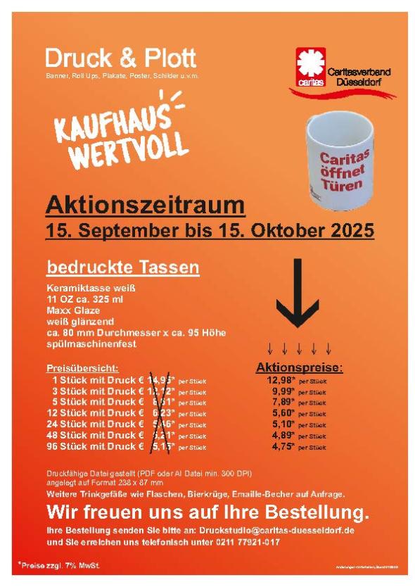 Druckstudio Sonderaktion Tassen 15. Sept. - 15. Oktober 2025